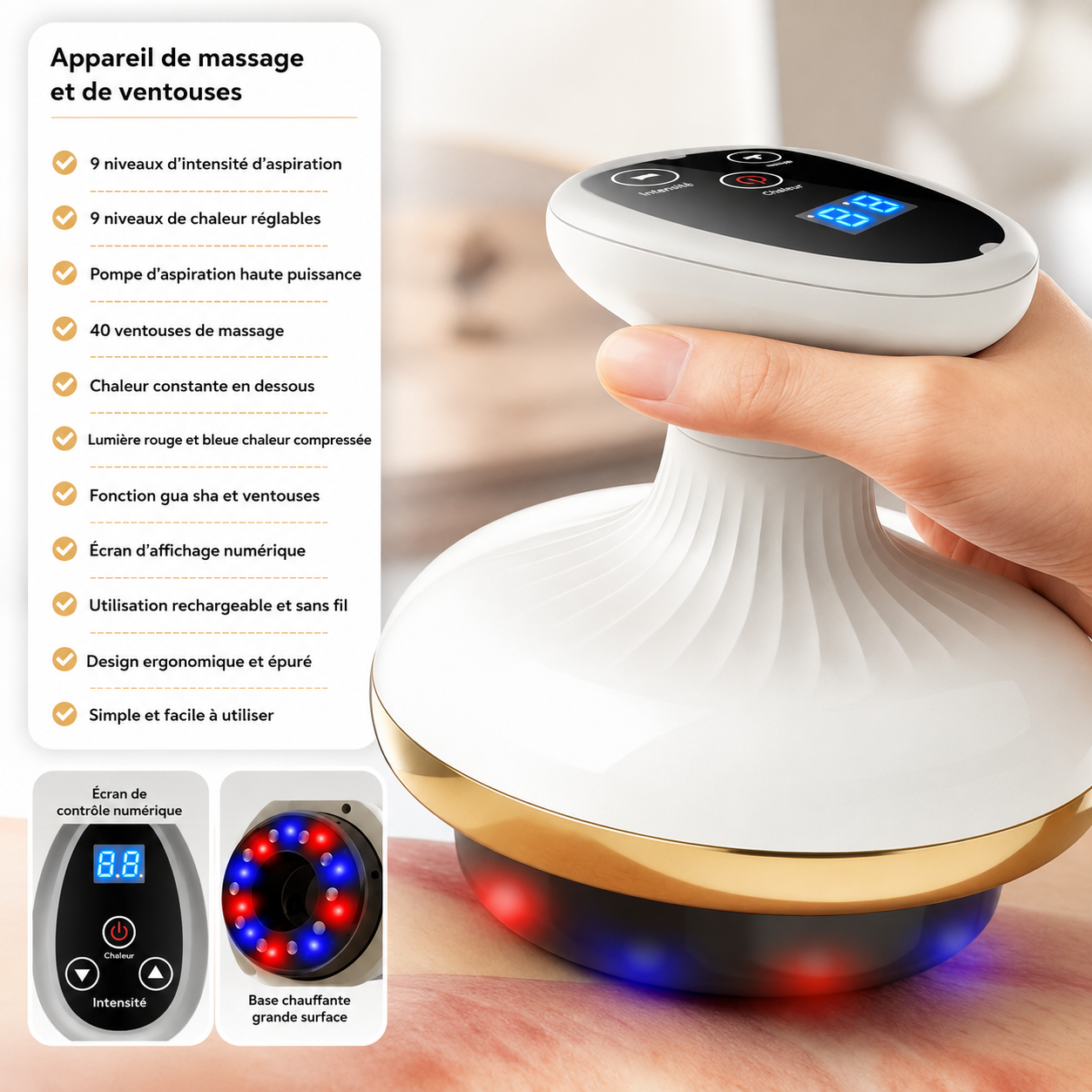 Appareil de massage à ventouses chauffantes