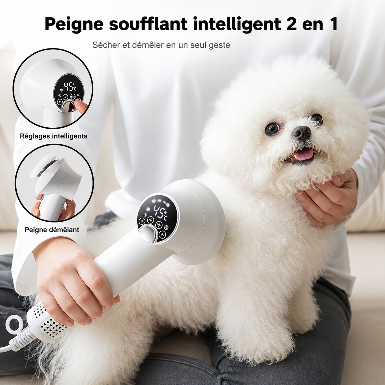 PurrFlow GroomDry™ – Brosse séchante 2-en-1