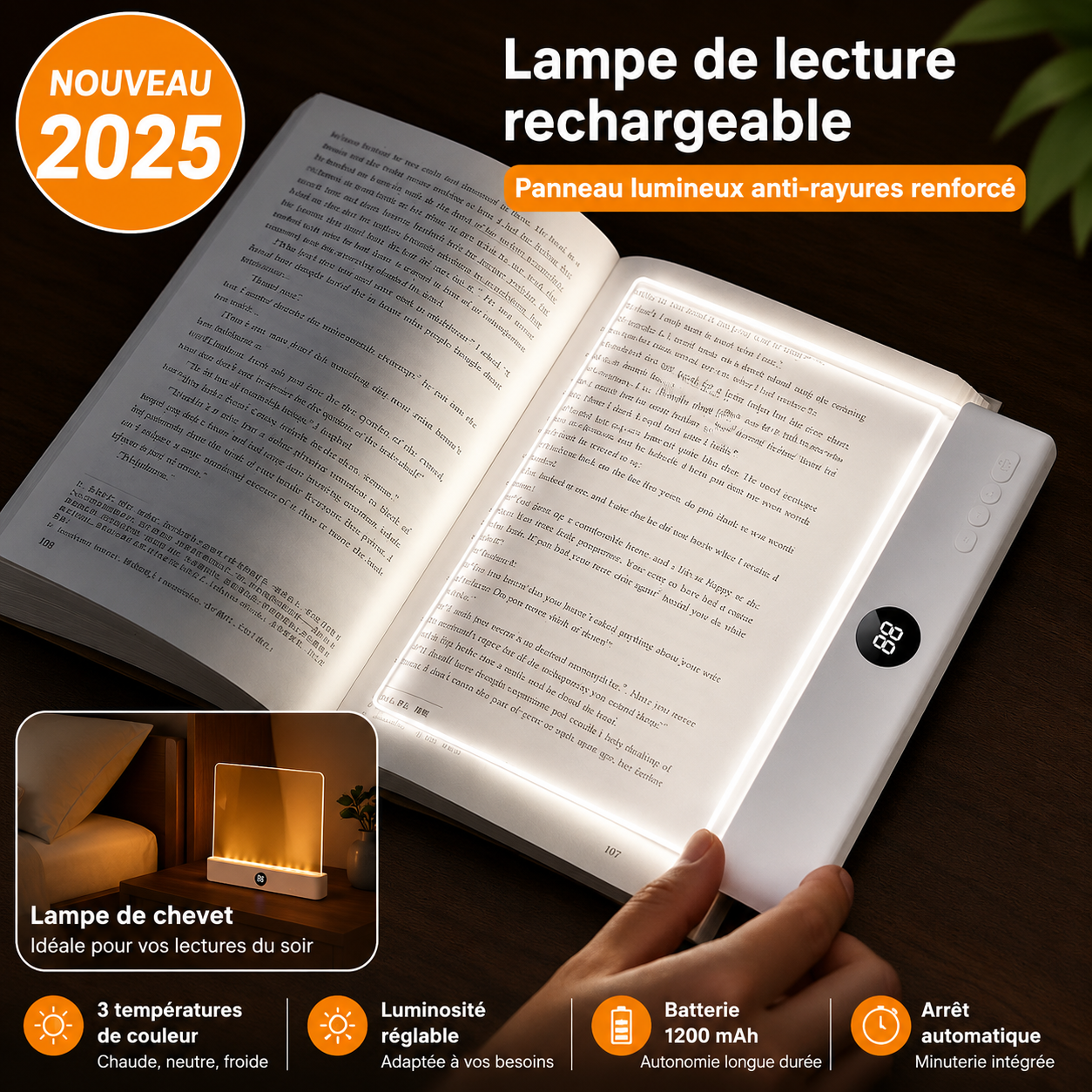 Lampe de lecture LED à pince – Rechargeable USB
