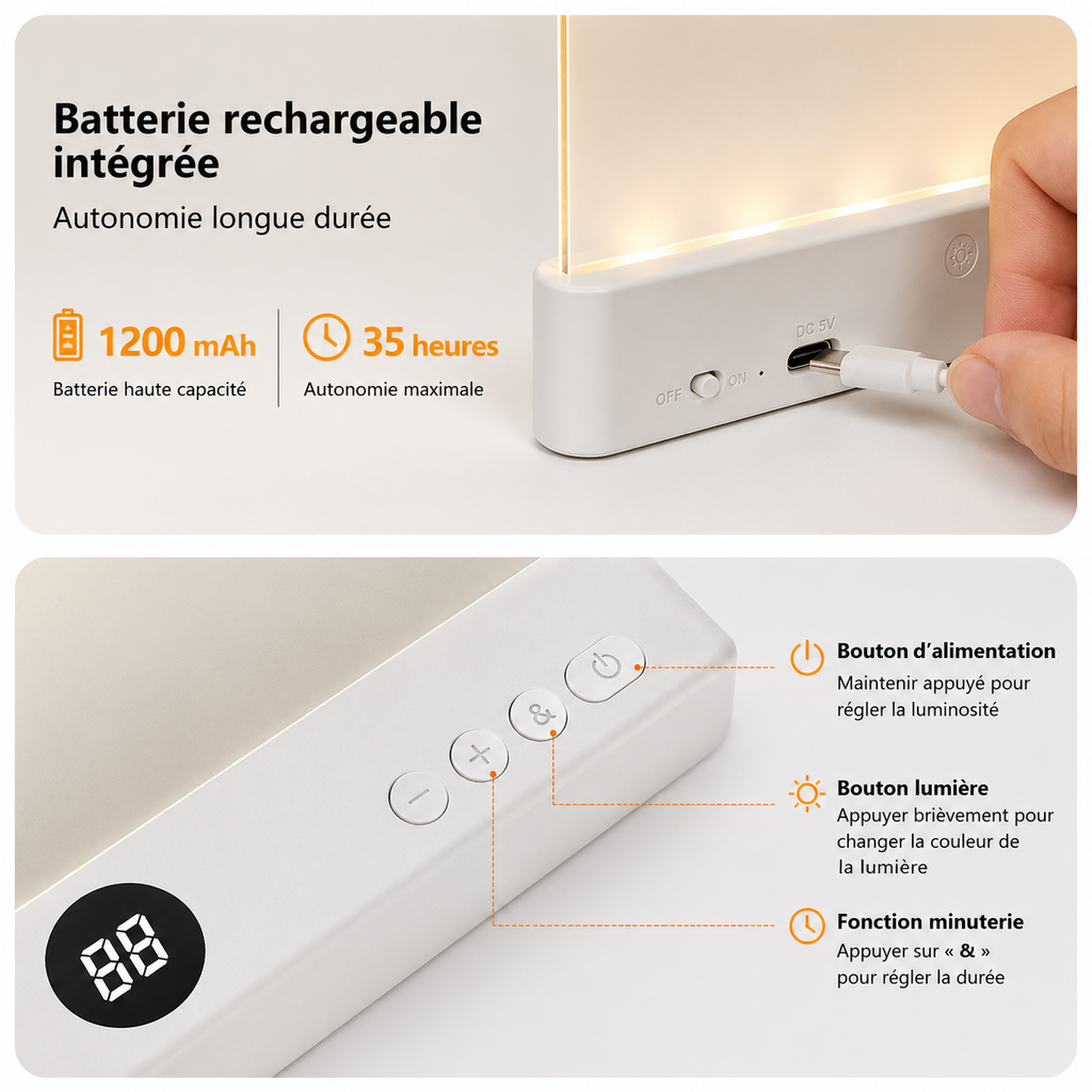 Lampe de lecture LED à pince – Rechargeable USB