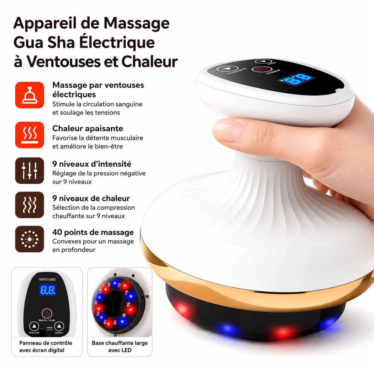 Appareil de massage à ventouses chauffantes