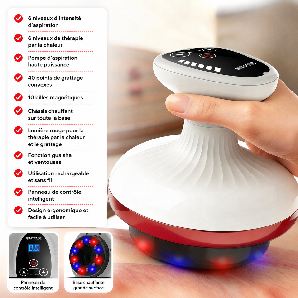 Appareil de massage à ventouses chauffantes